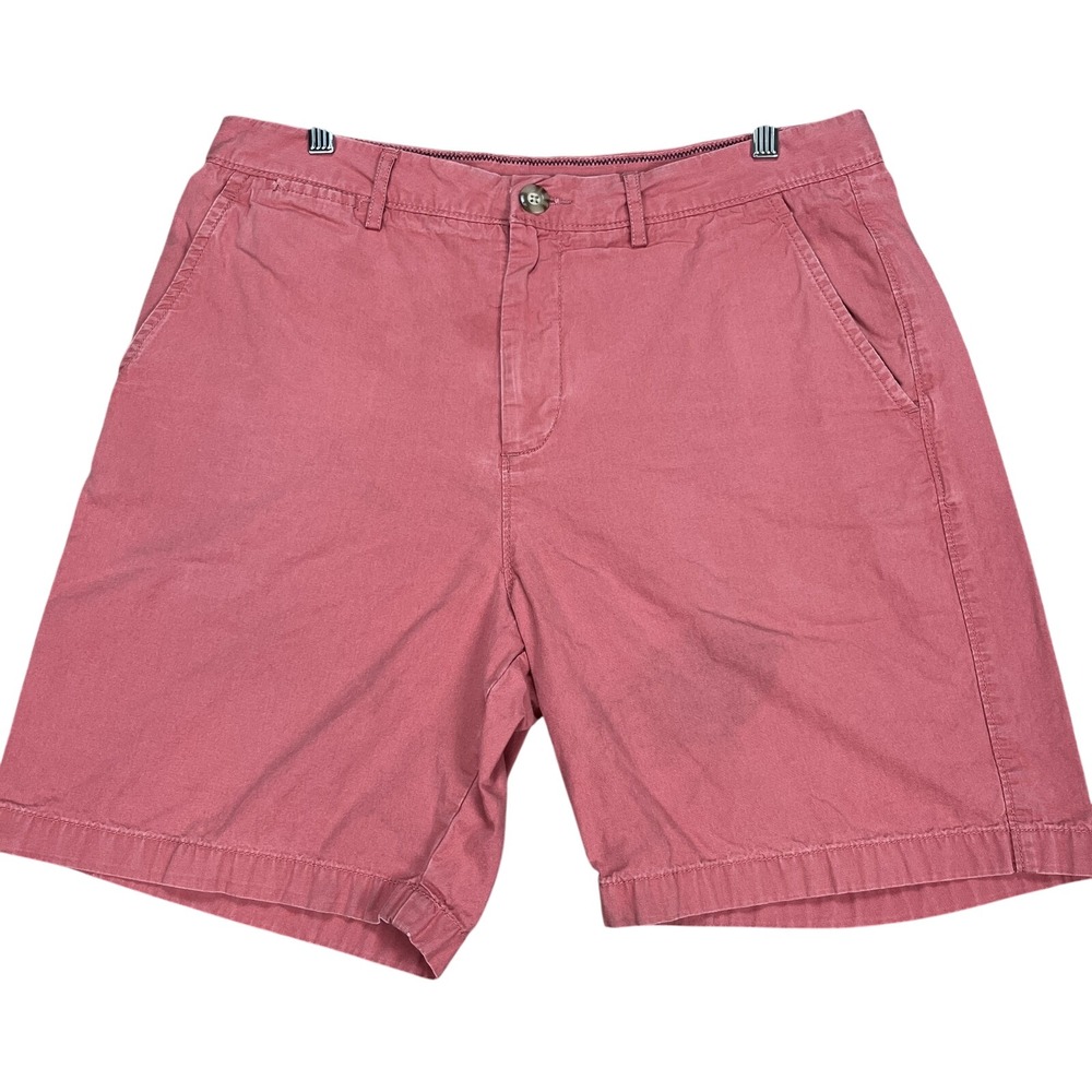 Johnnie-O Shorts Mens 34 Red Casual Chino Cotton Embroidered Surfer Logo FLAW